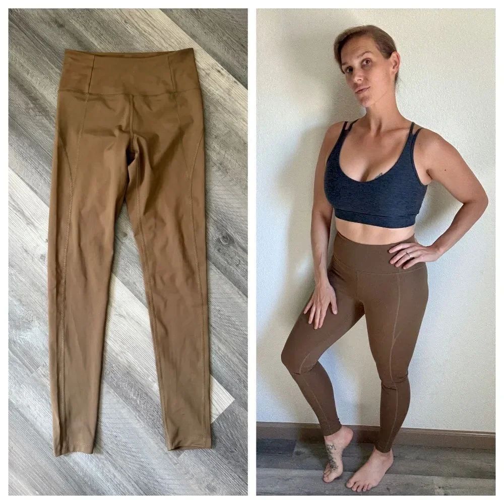 Girlfriend Collective Moon Compressive High Rise Leggings Small Brown Athletic